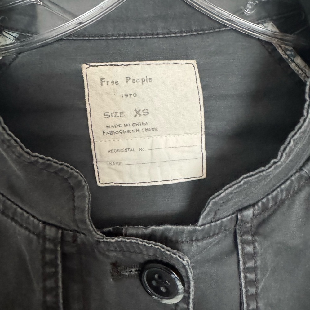 Free People Vintage Oversized charcoal grey distressed trench coat XS - Picture 3 of 4